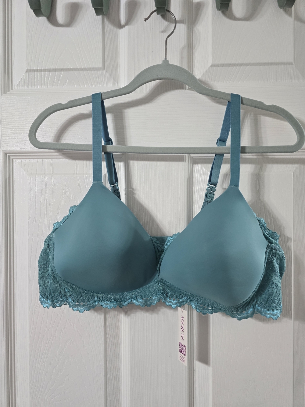 NWT Adore Me Teal Lace-Trim Bra & Panty Set